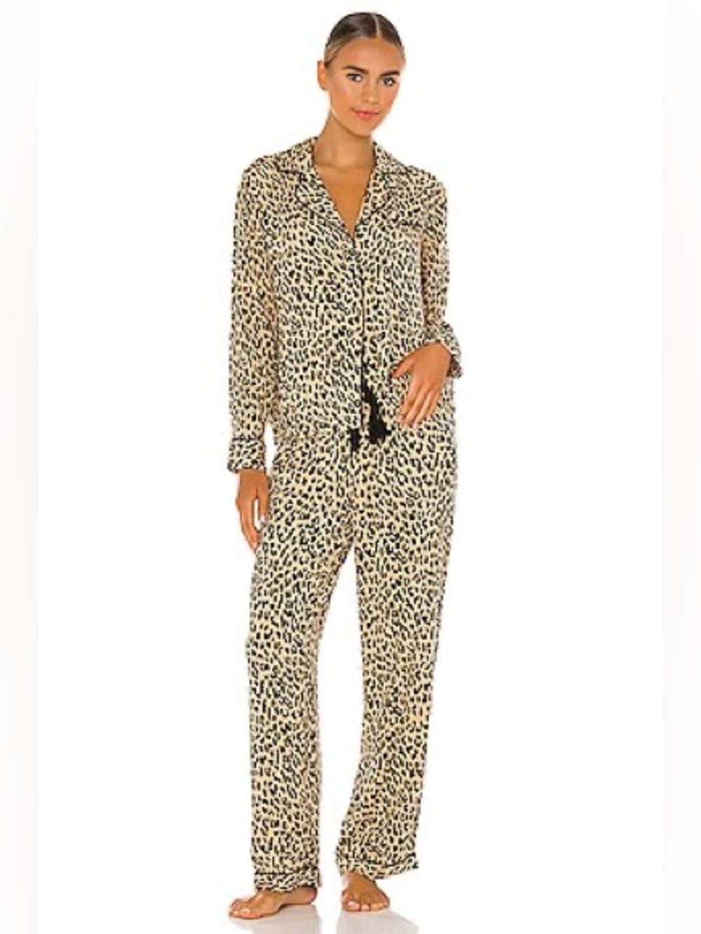 NWT Rails Clara Pajama Set XS Sand Jaguar Leopard Animal Print Rayon Lounge - Picture 7 of 16